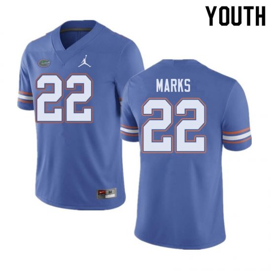 Youth Florida Gators #22 Dionte Marks NCAA Jordan Brand Blue Authentic Stitched College Football Jersey APG7162JY